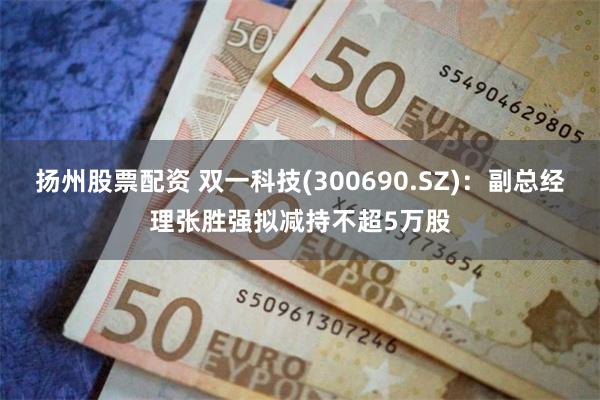 扬州股票配资 双一科技(300690.SZ)：副总经理张胜强拟减持不超5万股